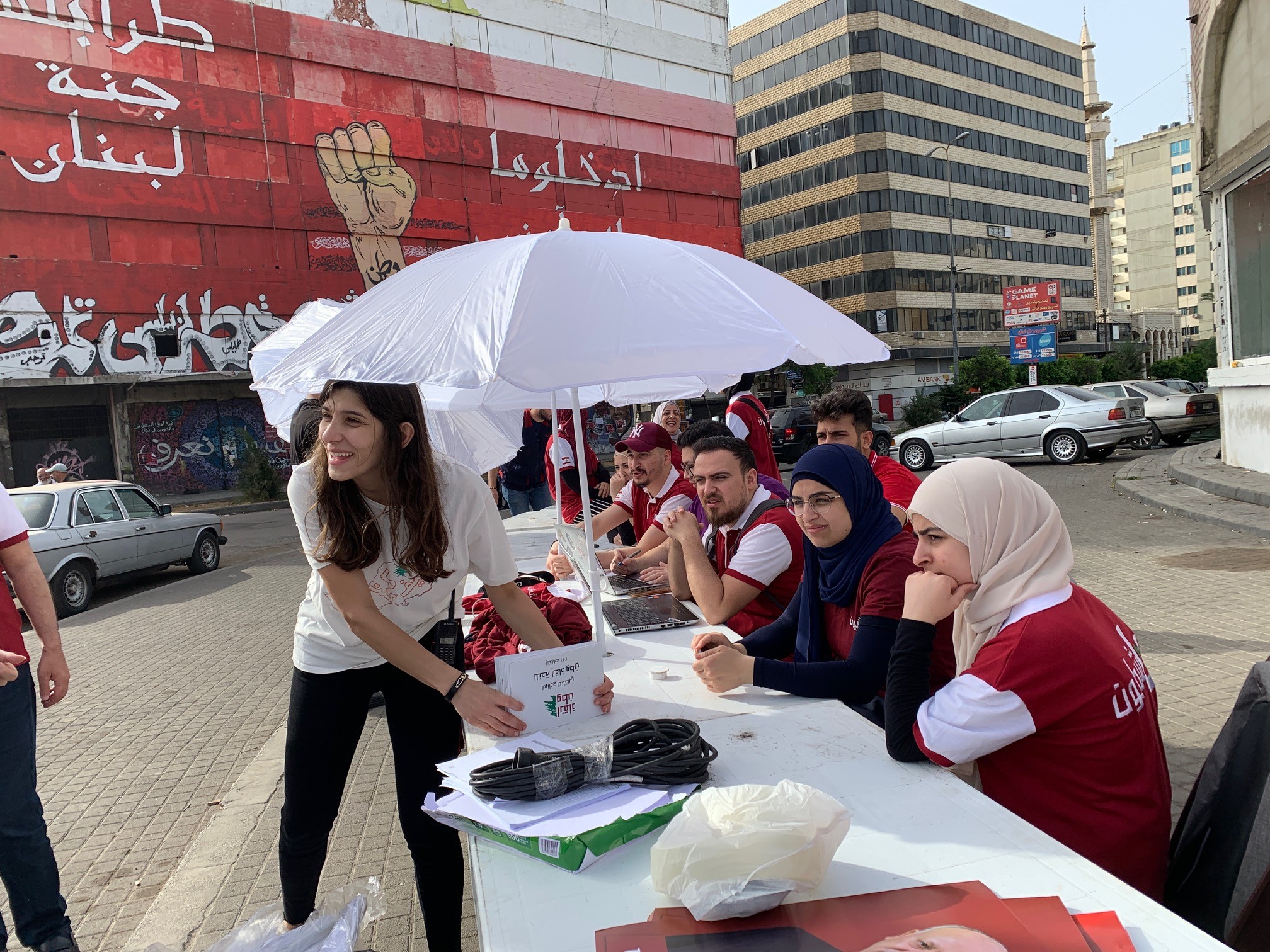 Campaigners are seen in Tripoli (MEE/Dario Sabaghi)