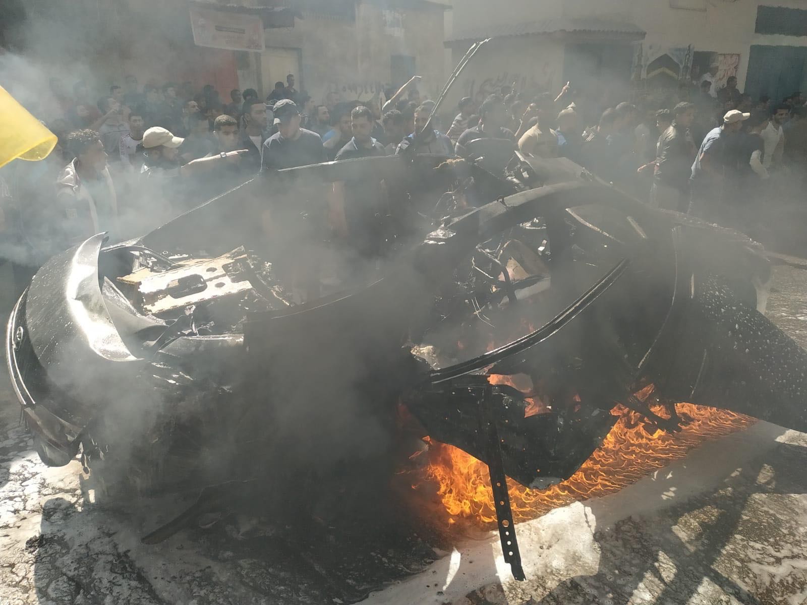 The car Hamas commander Hamid al-Khodari was travelling in when he was hit by an Israeli air strike in Gaza City (MEE/Loai el-Agha)