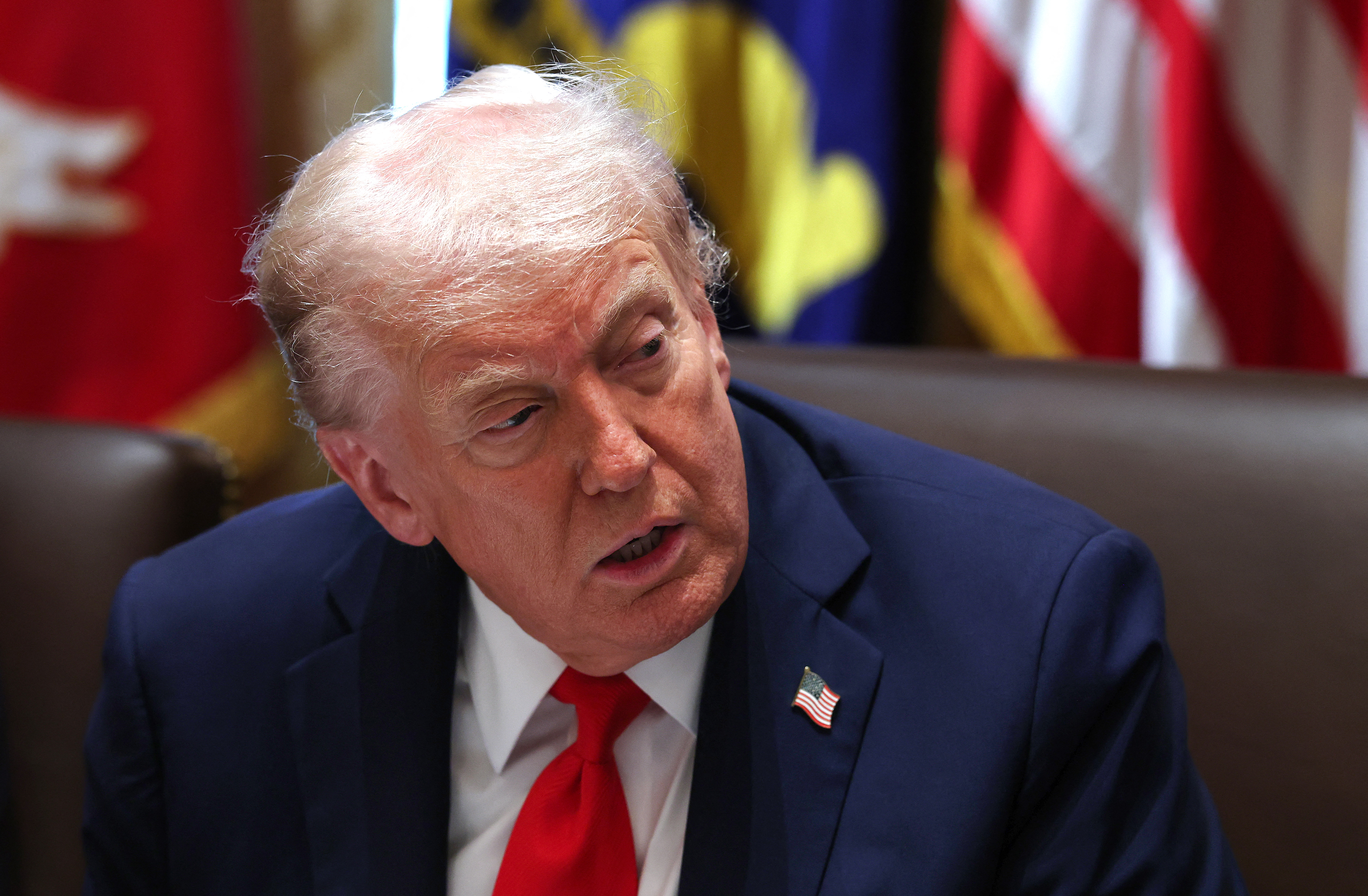 US President Donald Trump speaks during a Cabinet meeting at the White House in Washington, DC, on 9 October 2025 (Anna Moneymaker/AFP)