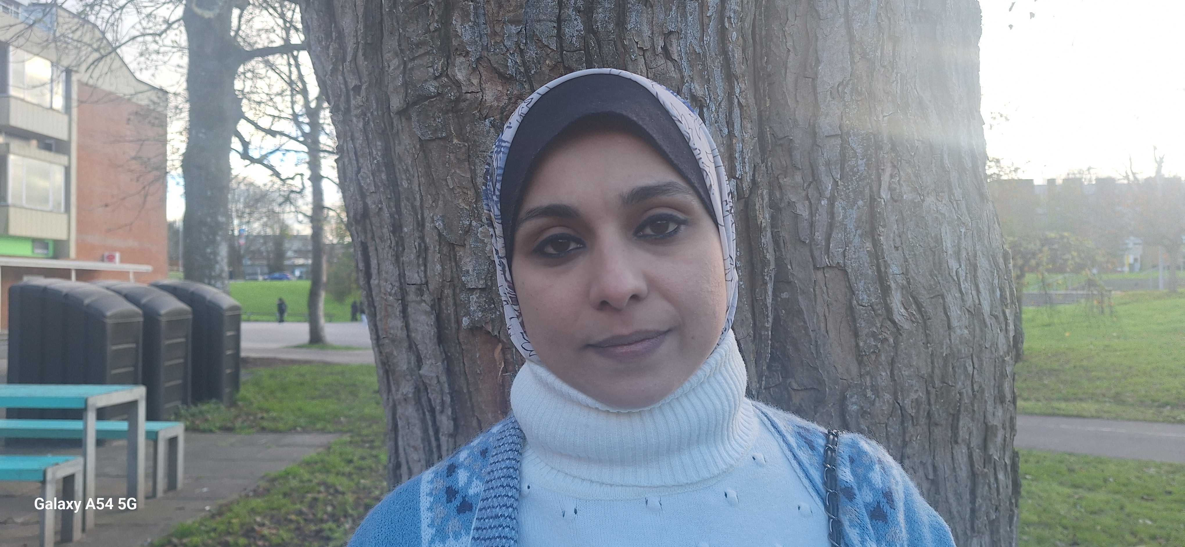 The teacher from Gaza is studying international education at Sussex University, and trying to bring her children out of Gaza (Joe Gill)
