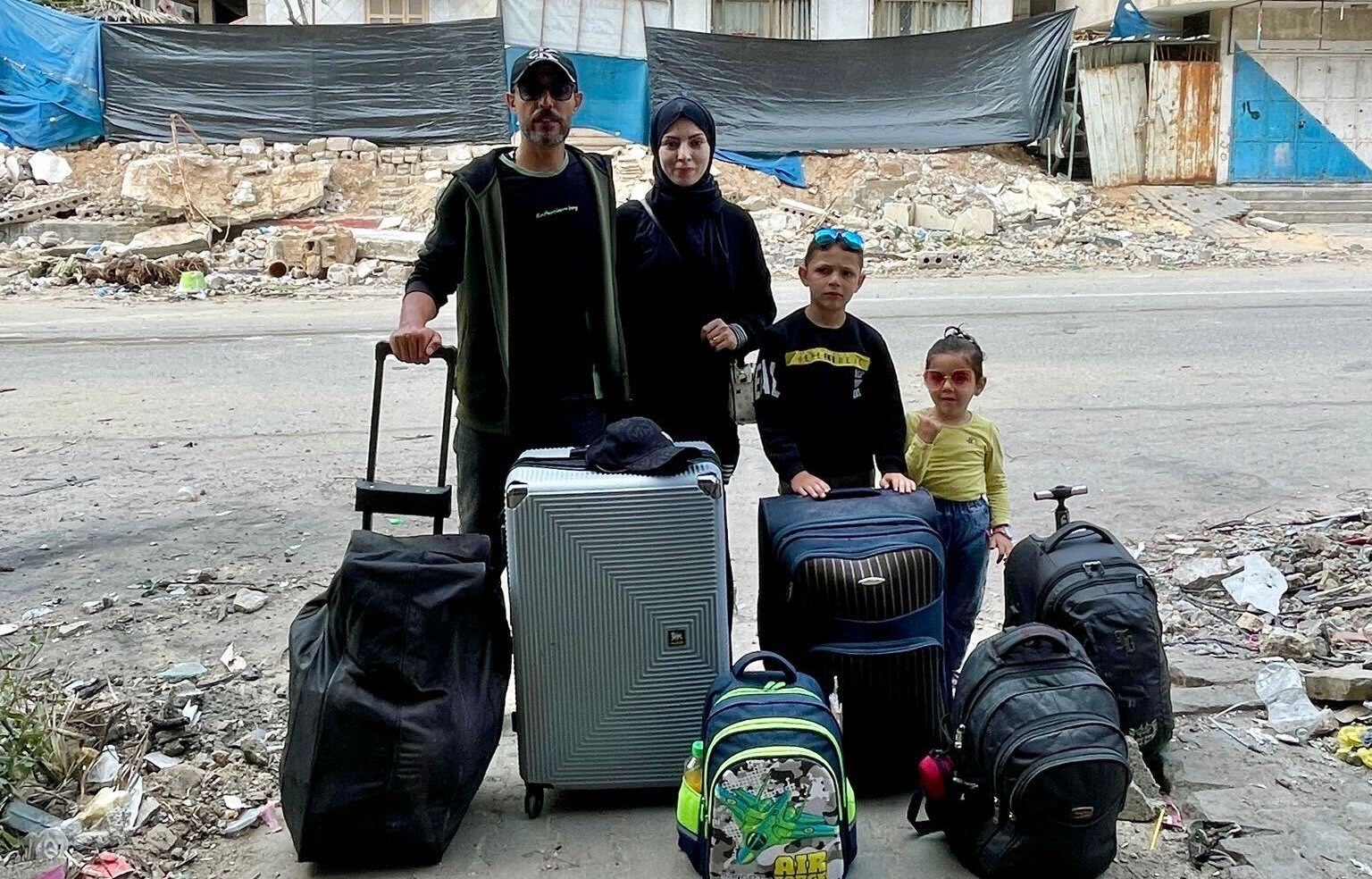 Mohammed al-Hajjar with his family hours before his wife Inas was detained by Israeli forces (MEE/Supplied)