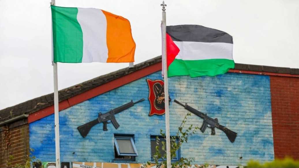 Falls Road Belfast Irish and Palestinian flags