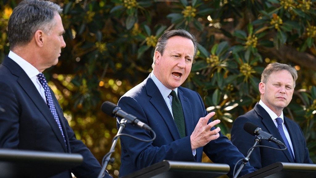 UK Foreign Secretary David Cameron warned of devestating consequences if Israeli invades Rafah during a visit to Australia on Thursday (Michael Errey/AFP)