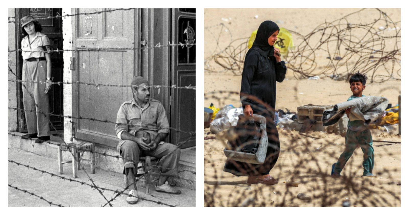 Barbed-wire separates the area that limits the movement of Arabs in  Jaffa in 1948 (Creative Commons)
