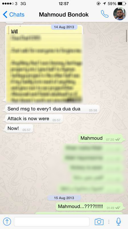 Screenshot of will sent via Whatsapp