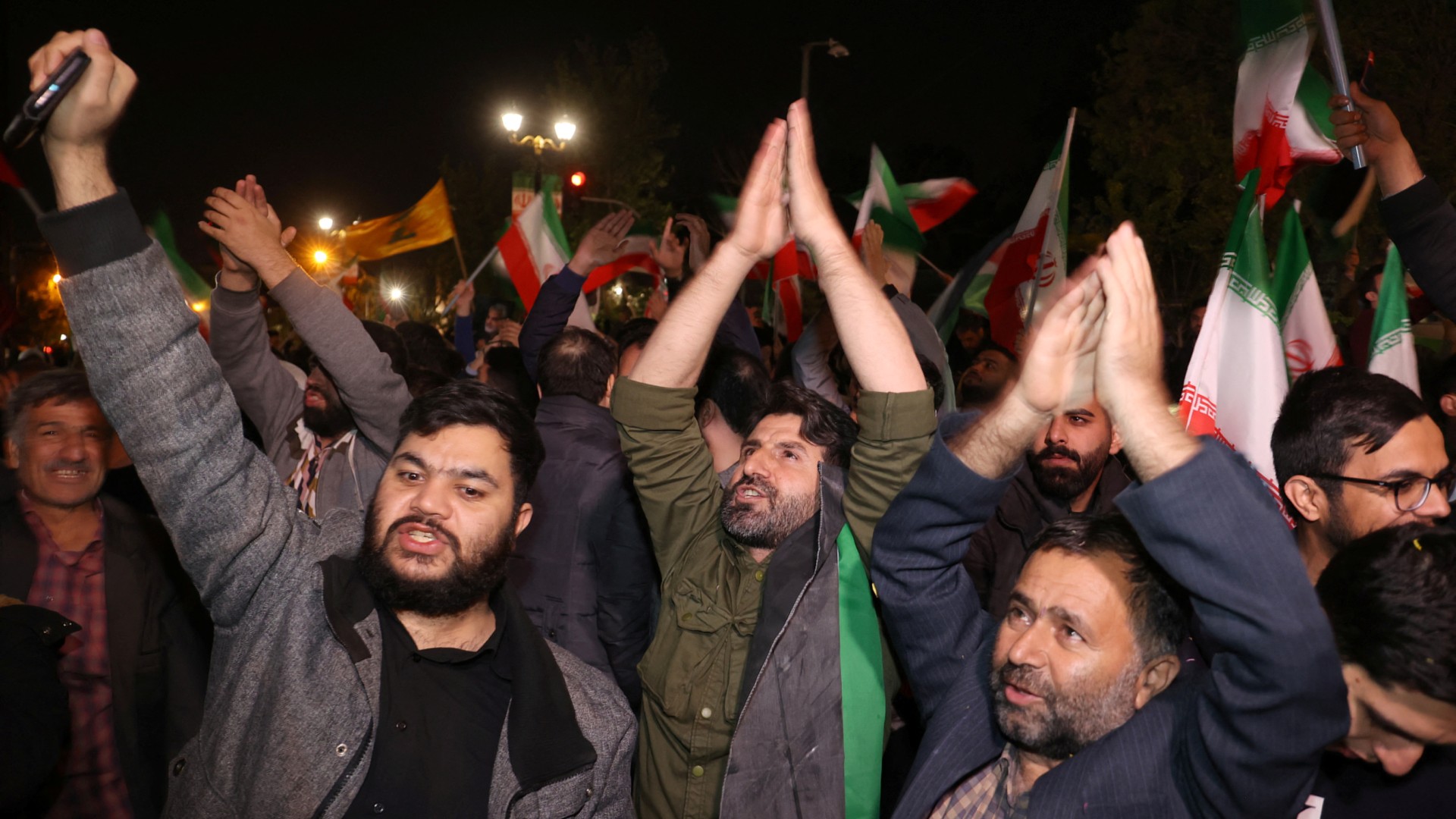 Iranian fired hundreds of drones and missiles at Israel on 14 April 2024 following an attack on its consulate in Syria last week (Majid Asgaripour/WANA/Reuters)