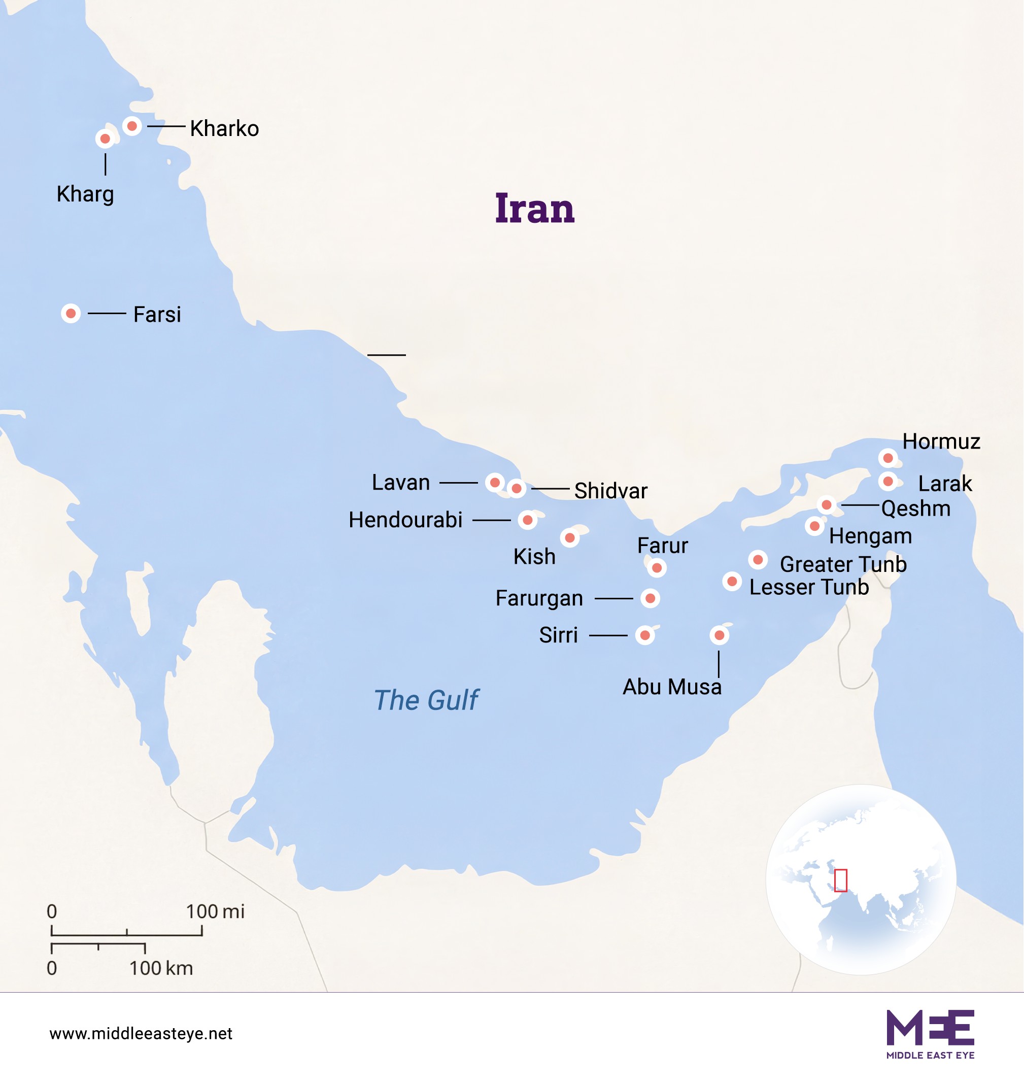iran's islands map 