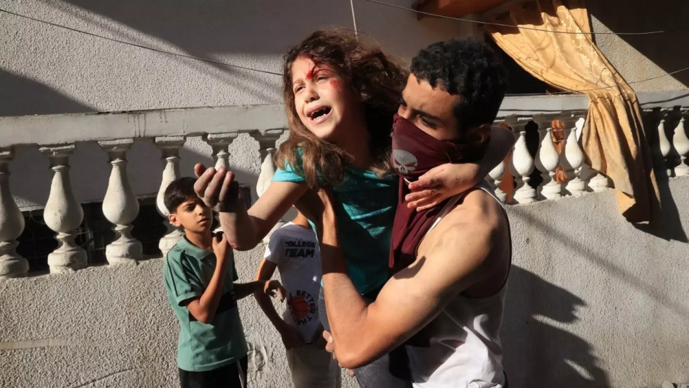 palestinian girl gaza rubble
