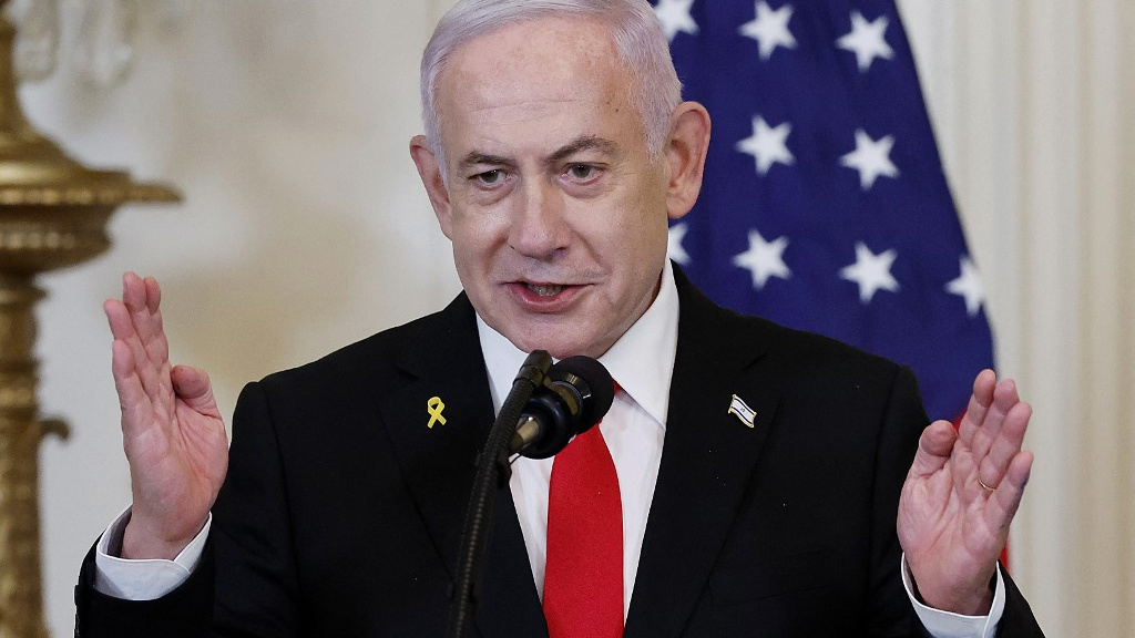 Israeli Prime Minister Benjamin Netanyahu speaks at a news conference with US President Donald Trump in Washington on 4 February 2025 (Chip Somodevilla/Getty Images/AFP)