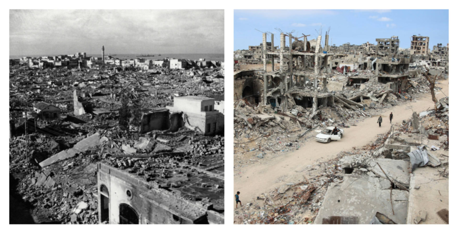The ruins of the Arab neighbourhood of Manishiya, Jaffa, in 1948 (AFP)