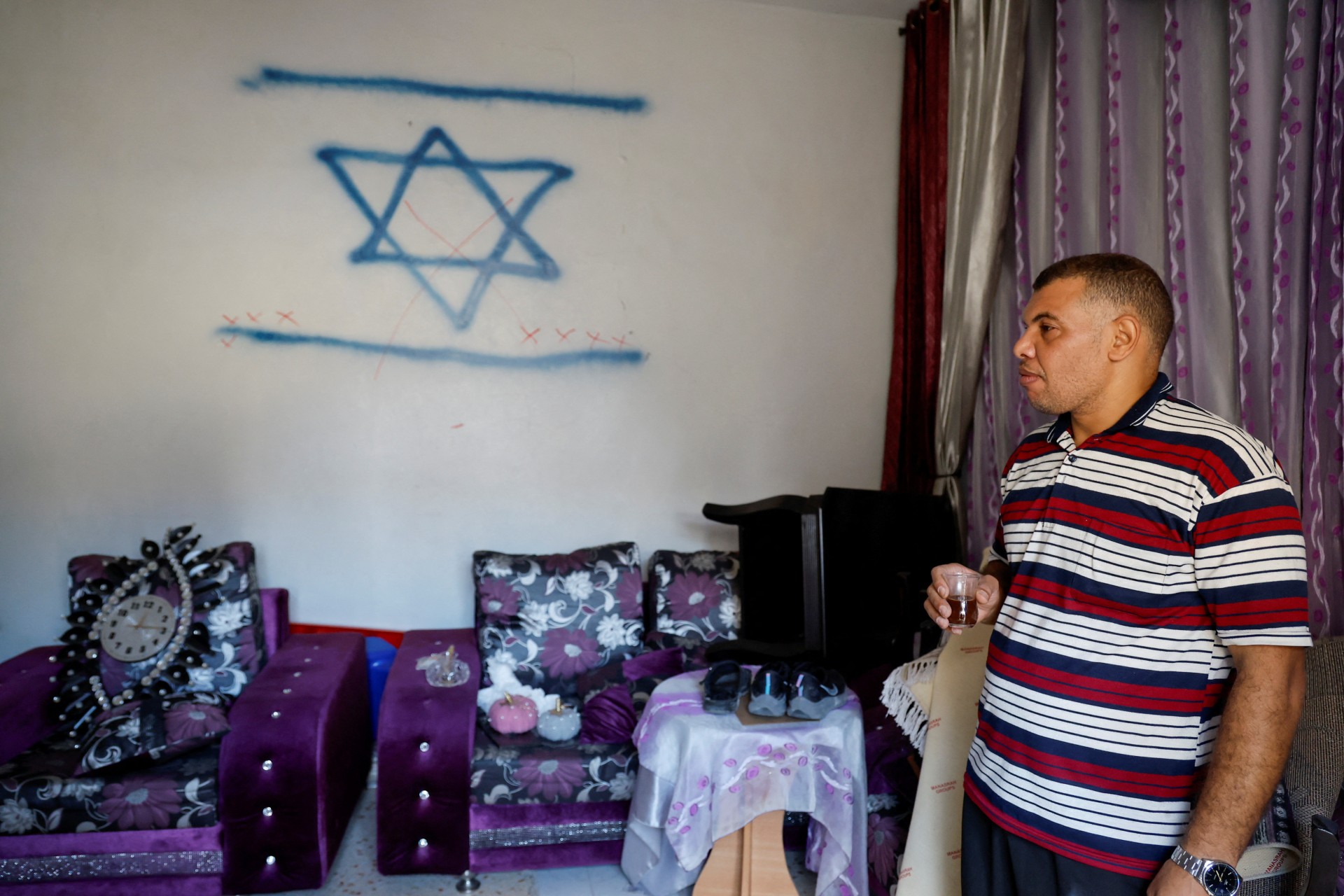star of david sprayed jenin refugee camp