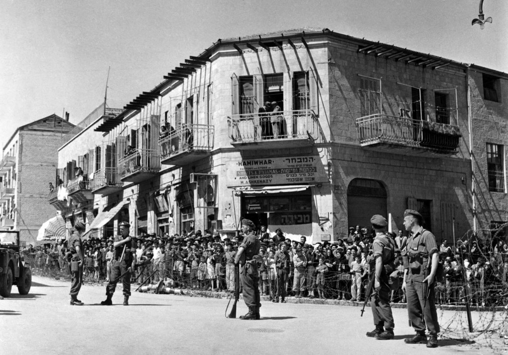 An undated picture taken during the British Mandate in Palestine shows a Jewish neighbourhood of Jerusalem under martial law (AFP)