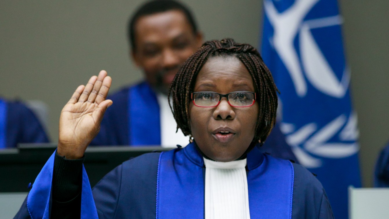 Judge Bossa sworn in at the seat of the International Criminal Court in the Hague on 9 March 2018 (ICC/Flikr)