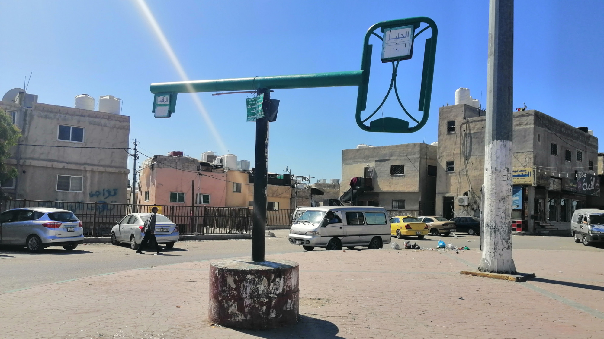 A symbolic key representing the Palestinian right of return, displayed in the Unrwa-run Baqa’a camp, Jordan (MEE/Mohammad Ersan)