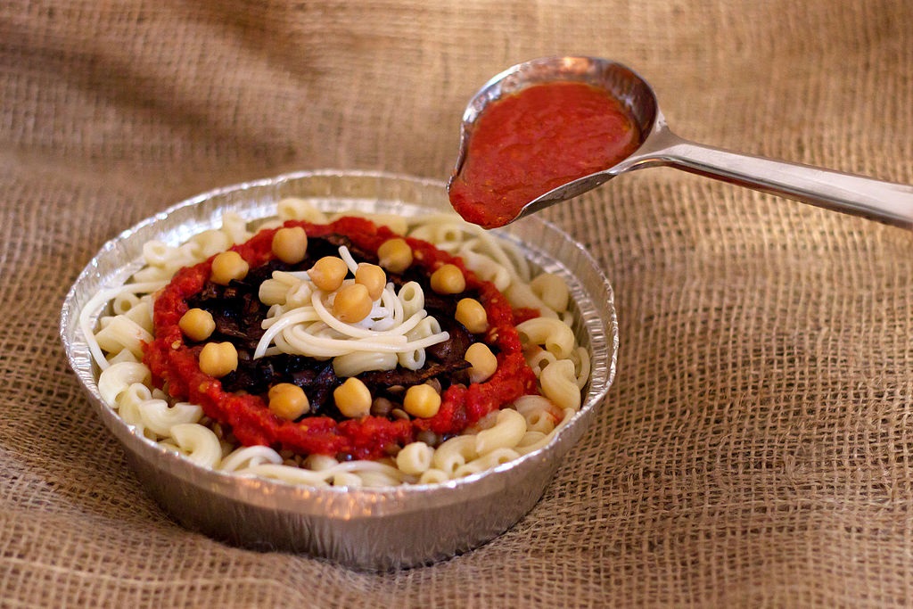 The Italian influence on koshary is evident in the addition of pasta (creative commons/Basma)