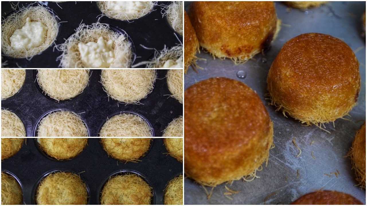 The cups emerge from the oven, golden brown (@babylonbakehouse)
