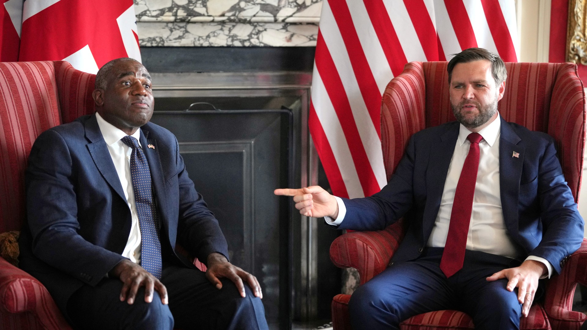 UK Foreign Secretary David Lammy (L) hosts a joint press conference with US Vice-President JD Vance (R) on 8 August. Kim Cheung: AFP.