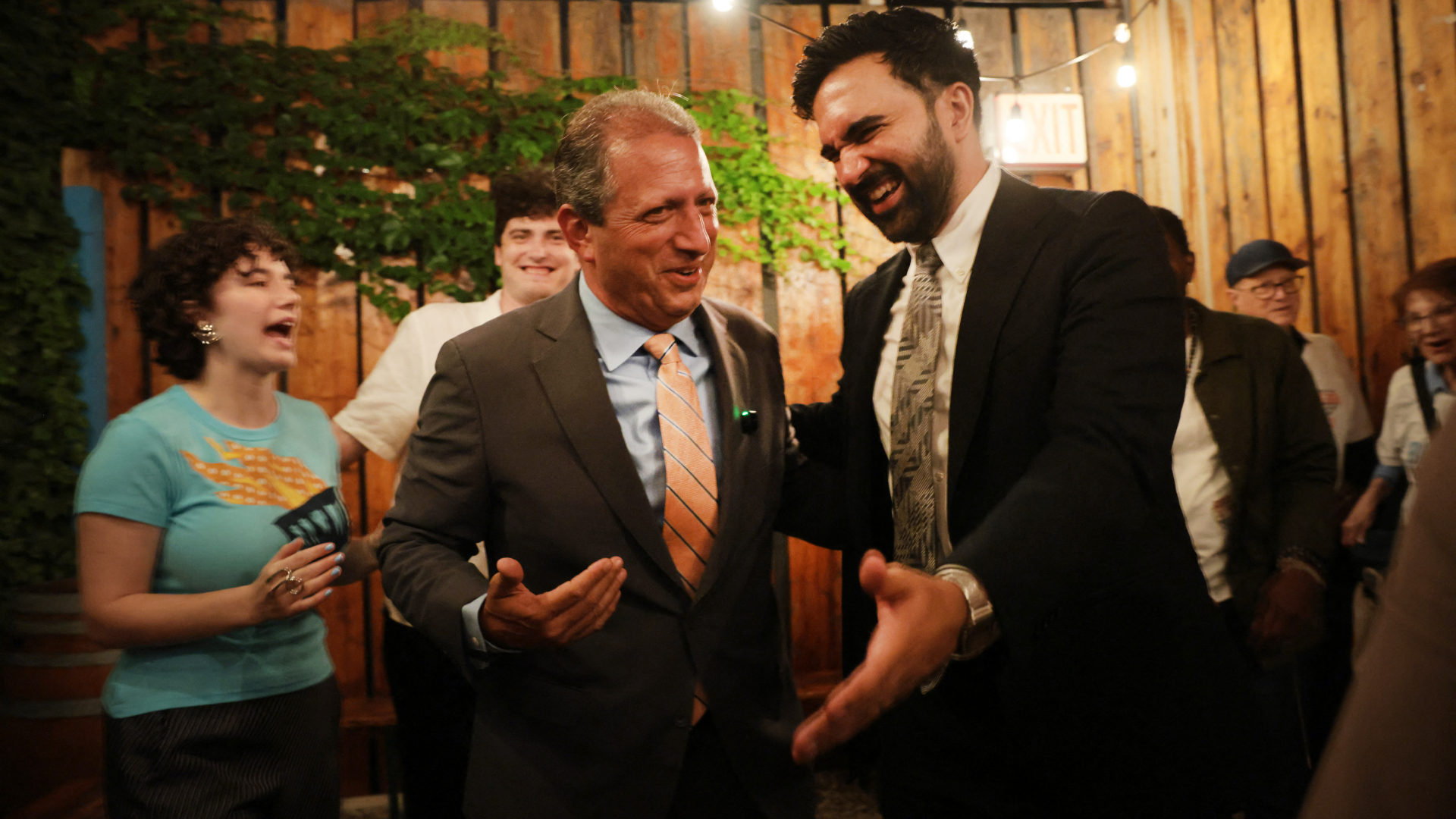 NEW YORK, NEW YORK - JUNE 23: Congressional candidate Brad Lander stands with New York City Mayor Zohran Mamdani after declaring victory over his opponent, Rep. Dan Goldman (D-NY), in Brooklyn on June 23, 2026, in New York City. New Yorkers voted in a Democratic state primary, which many see as a test for recently elected Mayor Mamdani, who is seeking to use his popularity to influence the city's congressional delegation by endorsing challengers to two Democratic incumbents. Spencer Platt/Getty Images/AFP S