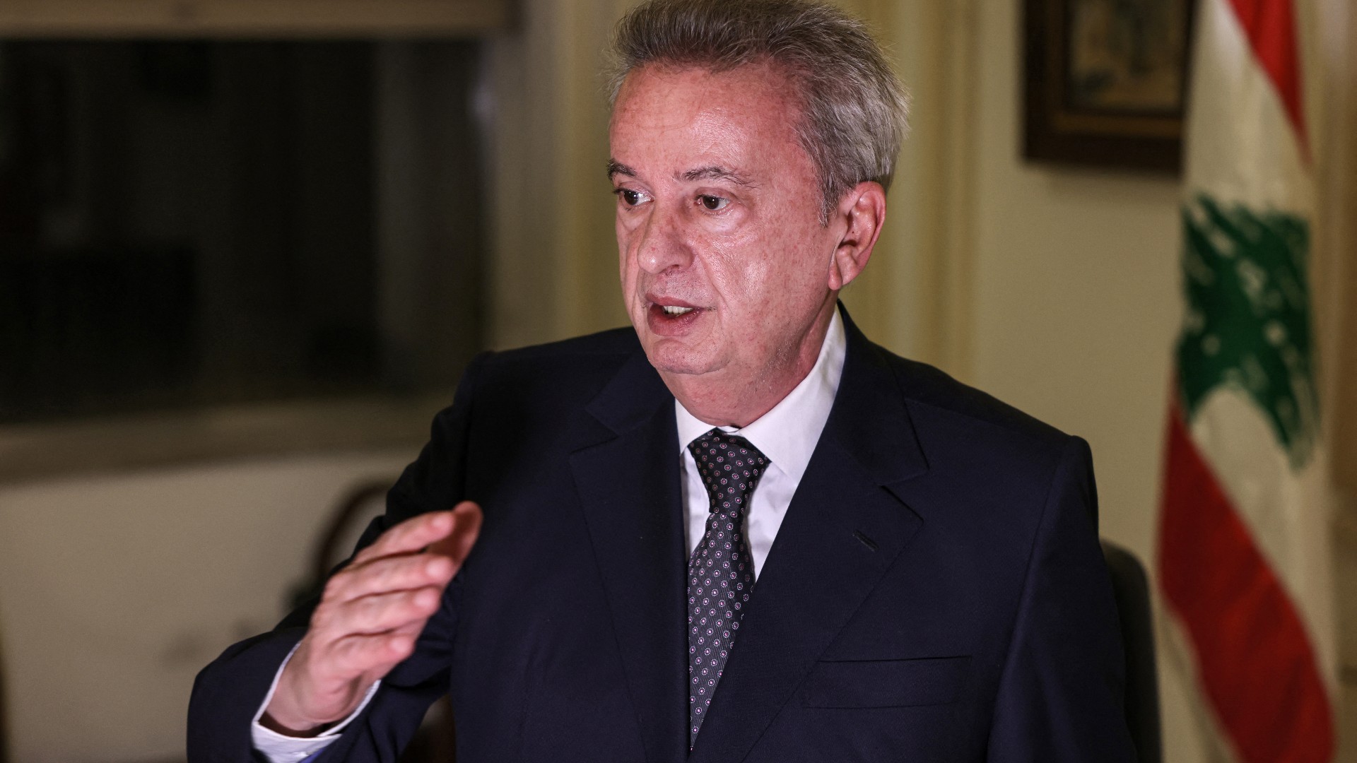 Lebanon's Central Bank Governor Riad Salameh gives an interview with AFP at his office in the capital Beirut on December 20, 2021