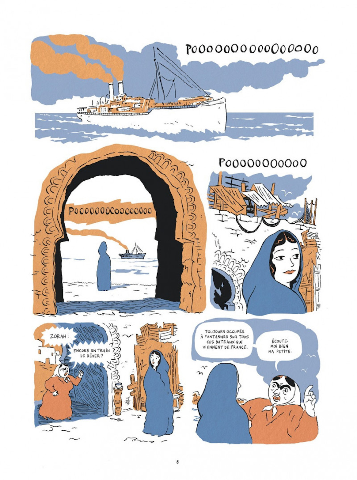 Zohra, cette mystérieuse muse marocaine dont on a perdu toute trace, devient presque la figure centrale de Tanger sous la pluie (avec l’aimable autorisation de Dargaud)