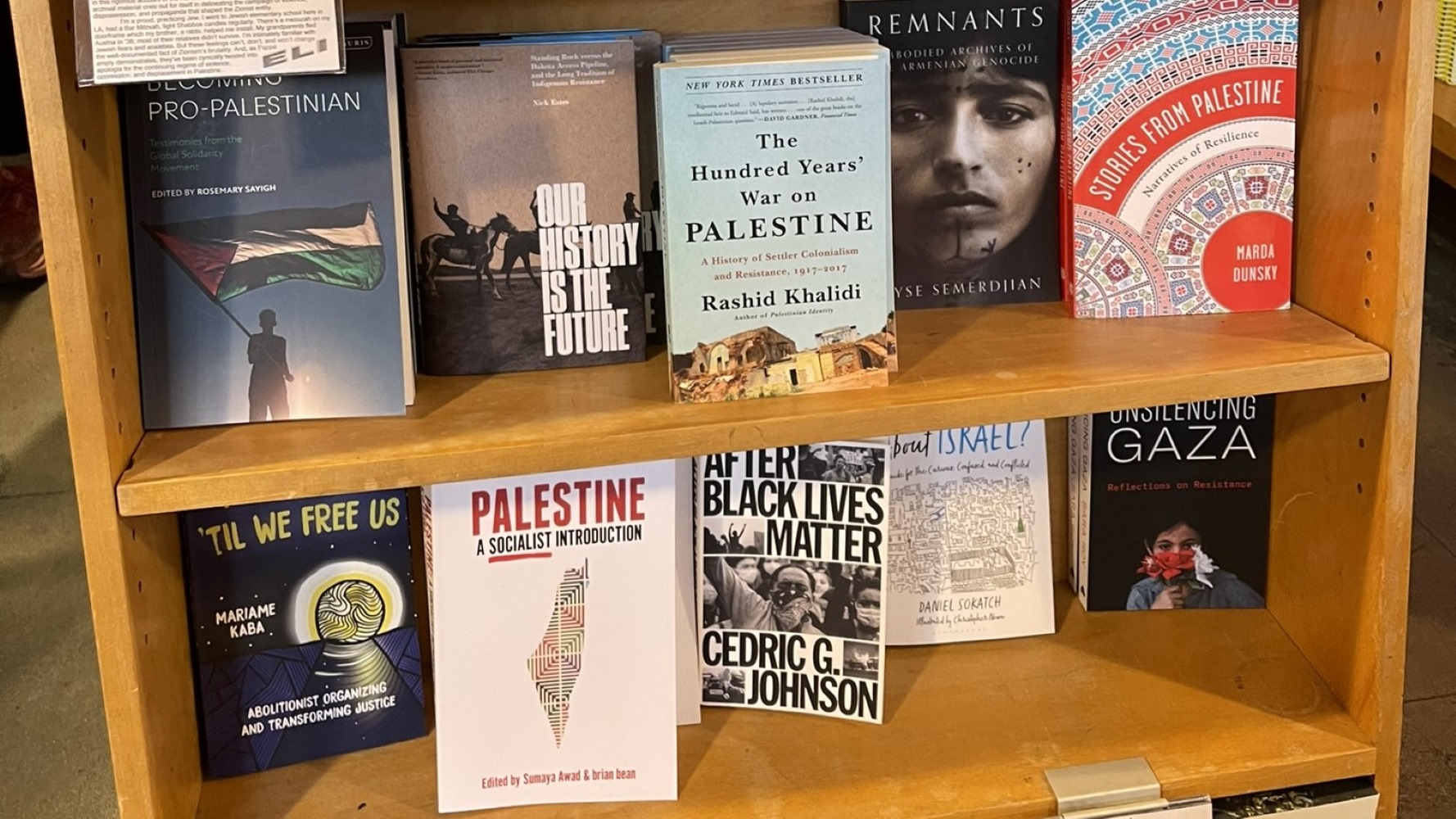 The Palestine section at the Skylight bookstore in southern California