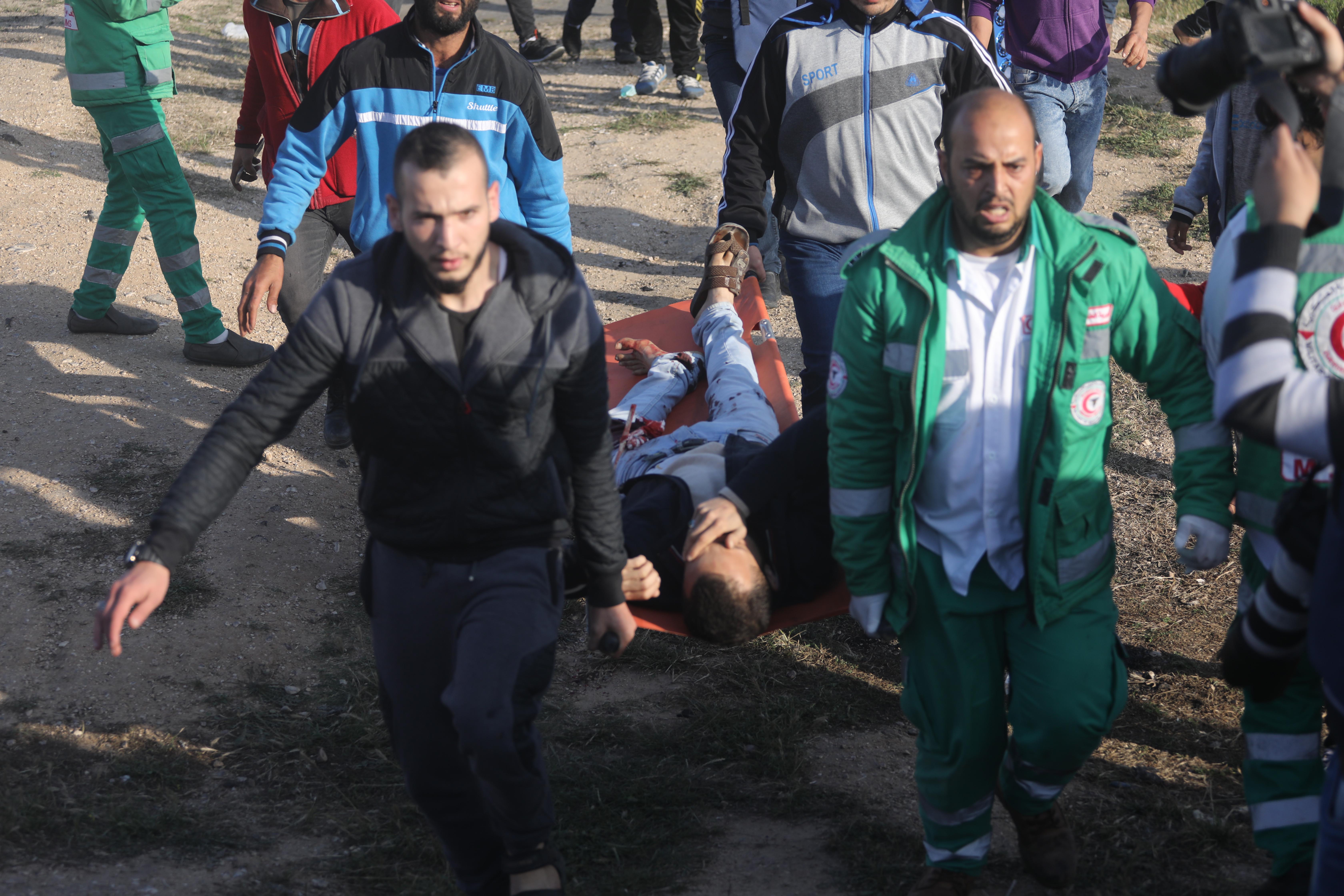 At least 83 Palestinians were injured during protests on 5 April (MEE/Mohammed Asad)