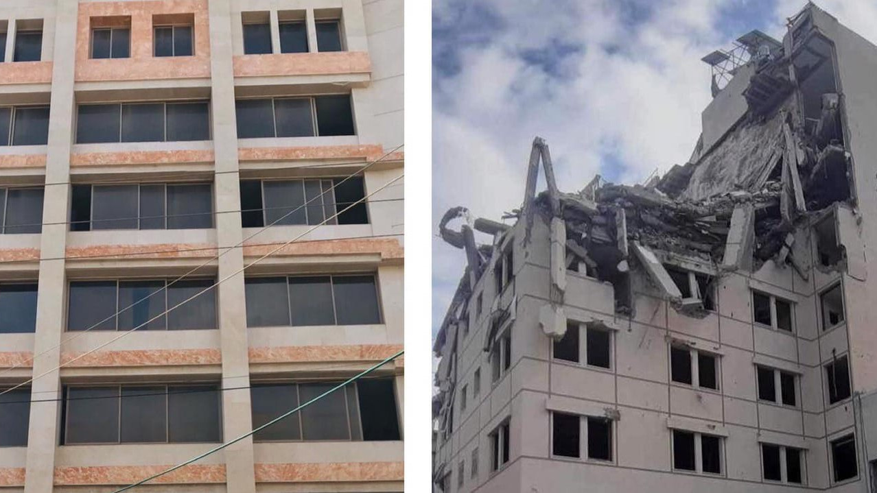 The author’s home in the Nasser neighbourhood of Gaza City, pictured intact (left) in an undated photo taken before 7 October 2023, and seen in ruins (right) after it was destroyed in an Israeli air strike in December of that year. (Supplied)