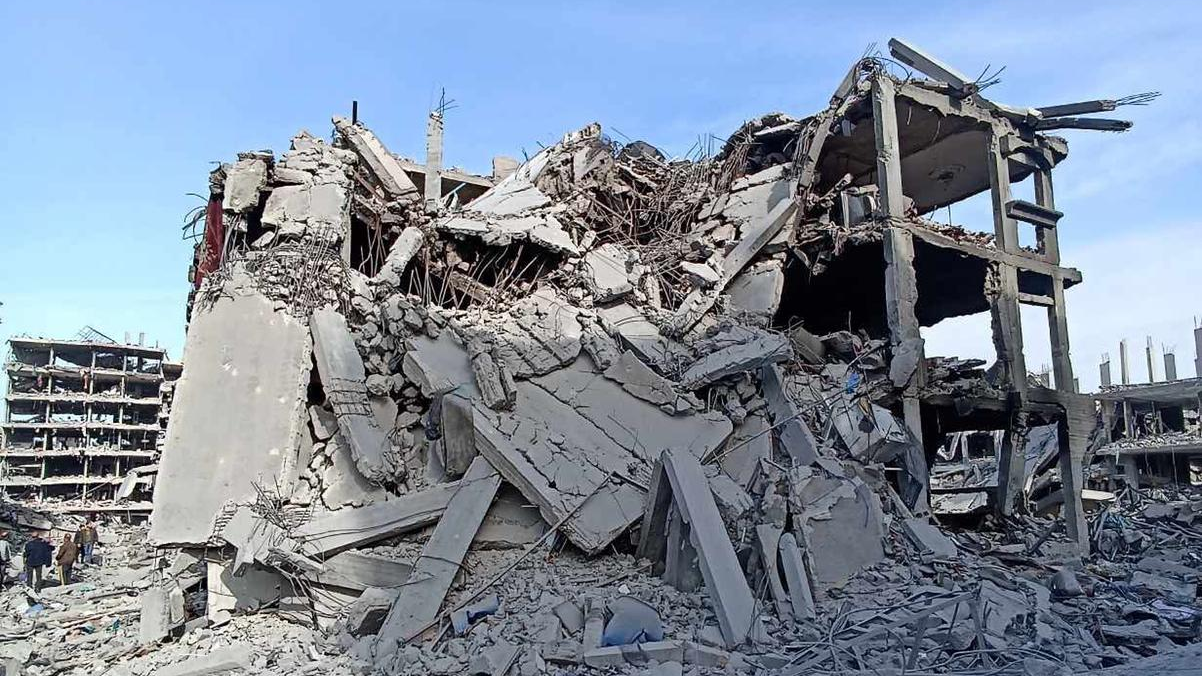 The ruins of the author’s uncle Mustafa’s home in Gaza, photographed after it was destroyed in an Israeli air strike in December 2024 (Supplied)
