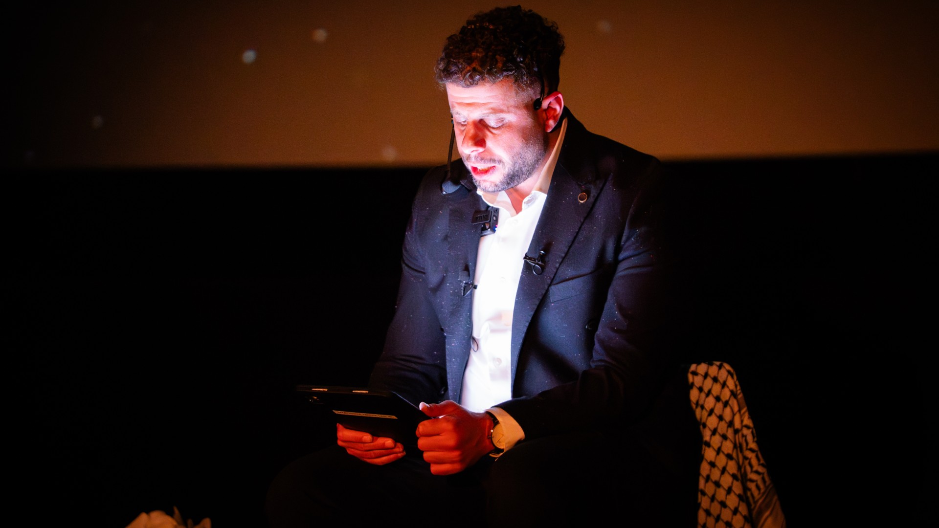 Naim Aburaddi speaking at Fisk Planetarium (Lan Vo)