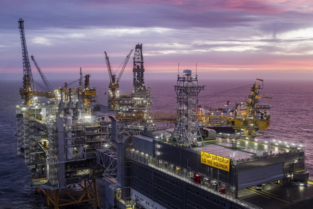 The Johan Sverdrup oilfield is pictured in the North Sea, Norway (AFP)