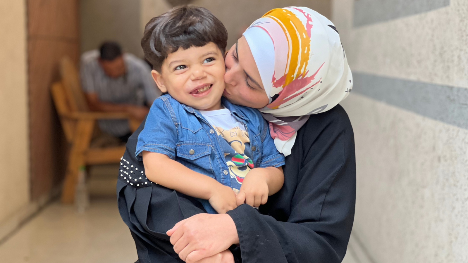 Child Y, a two-year-old boy from Gaza who suffers from a life-threatening medical condition, is pictured with his mother (Photo submitted by Children Not Numbers)