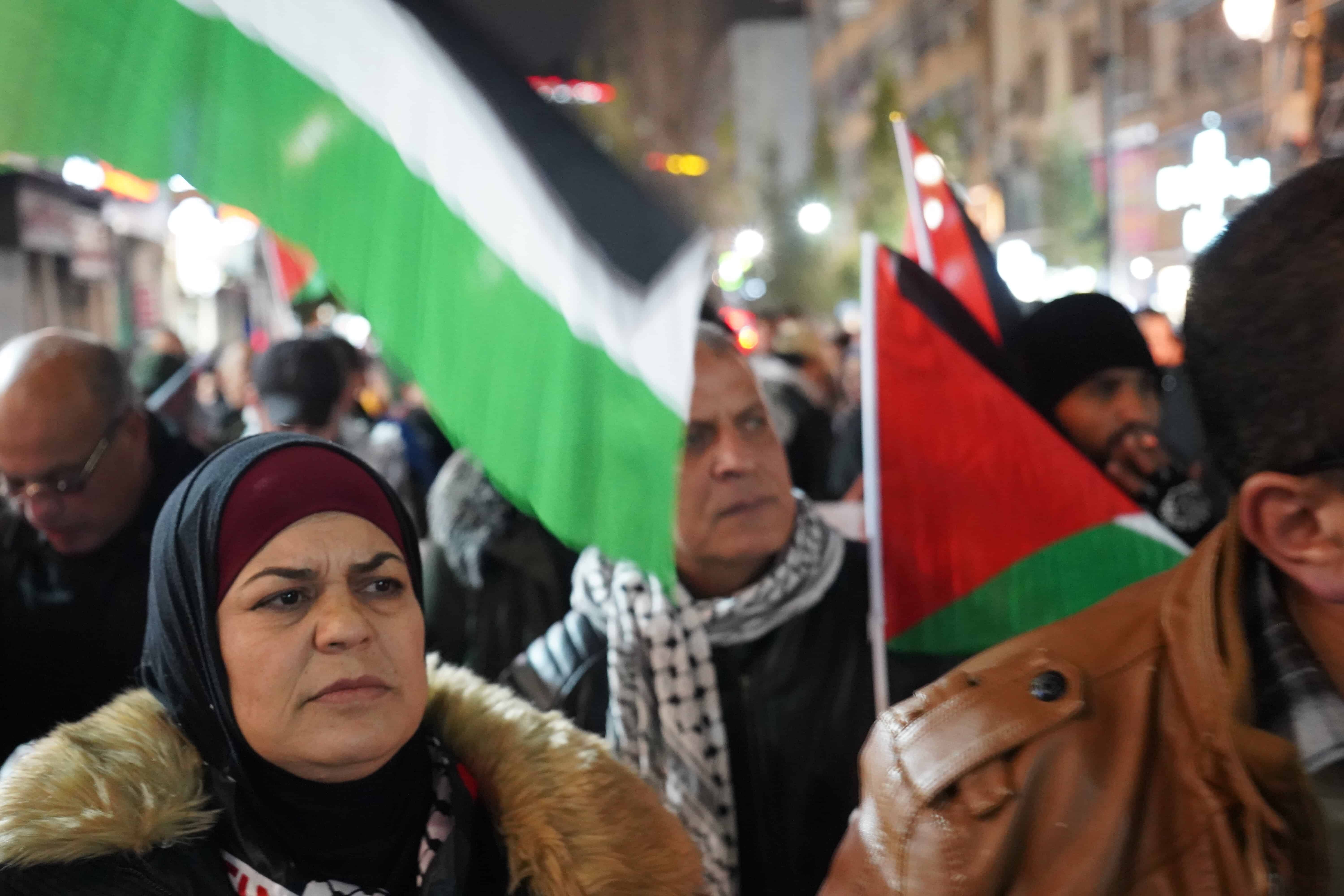 Palestinians protest in Ramallah