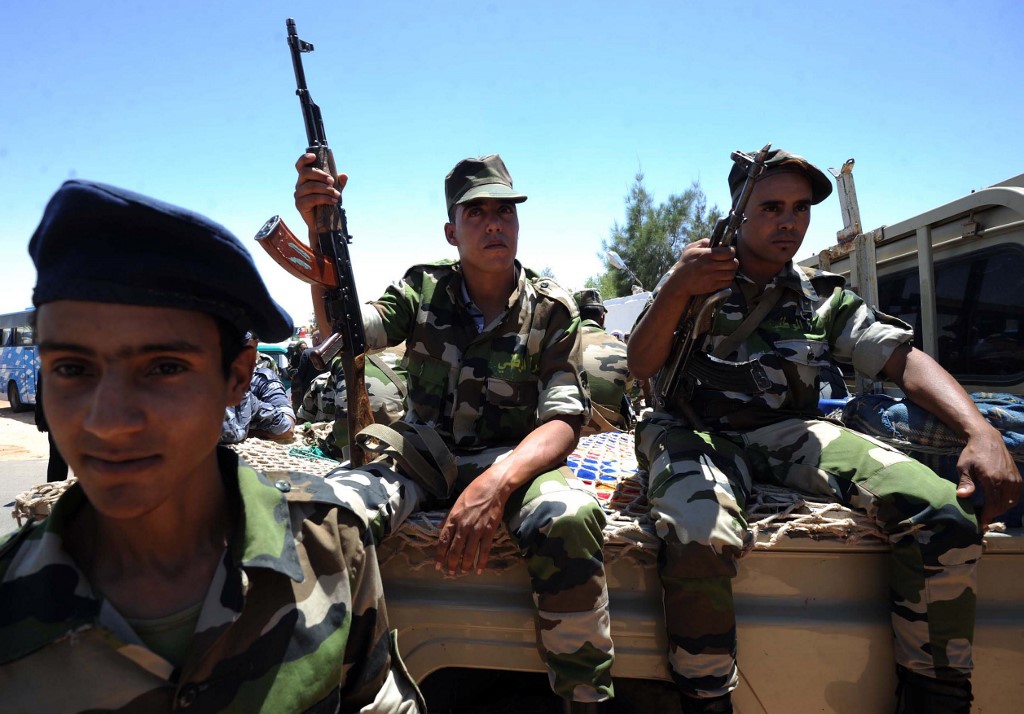 Members of the Sahrawi People’s Liberation Army are seen in Tindouf, Algeria, in 2016 (AFP)
