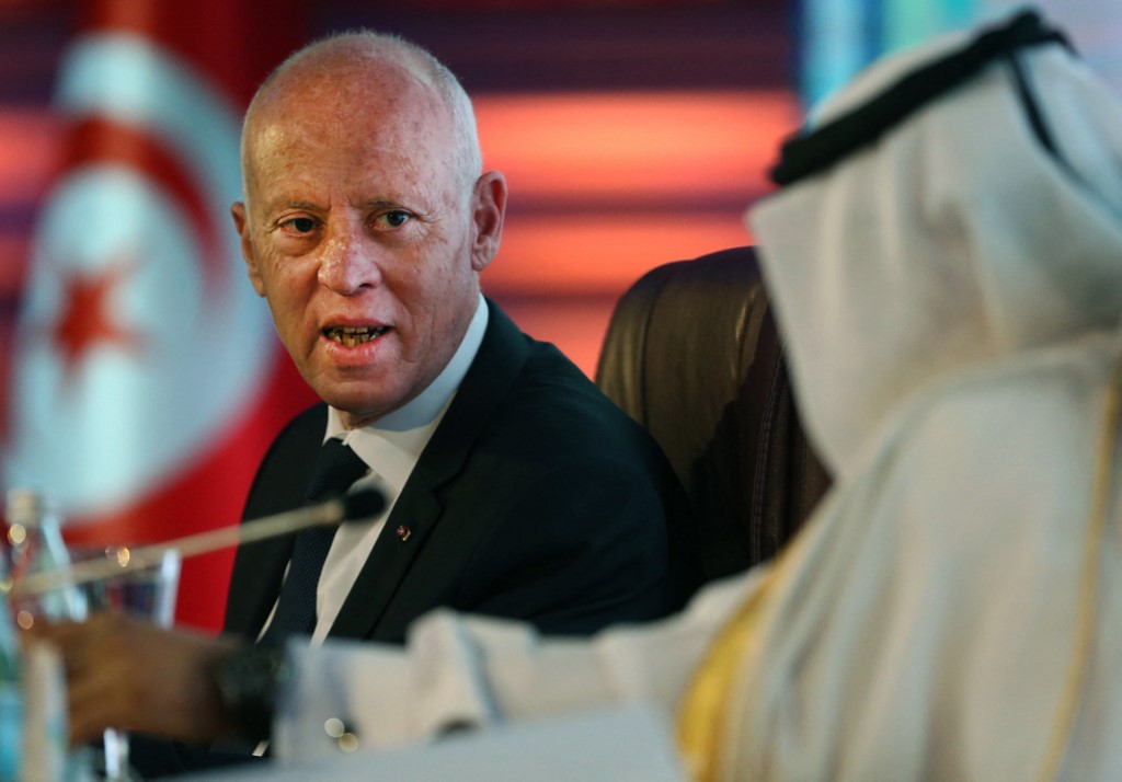 Tunisian President Kais Saied is pictured in Qatar on 16 November 2020 (AFP)