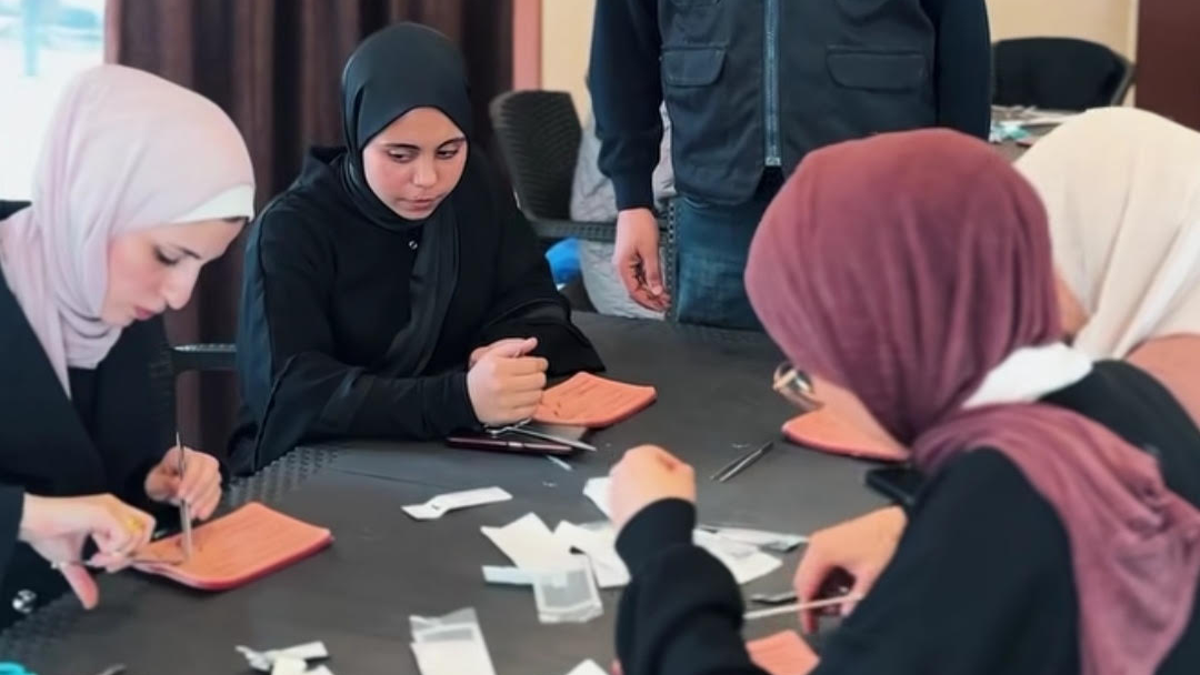 Medical students practise surgical suturing at a Samir Foundation workshop in Gaza (Samir Foundation)