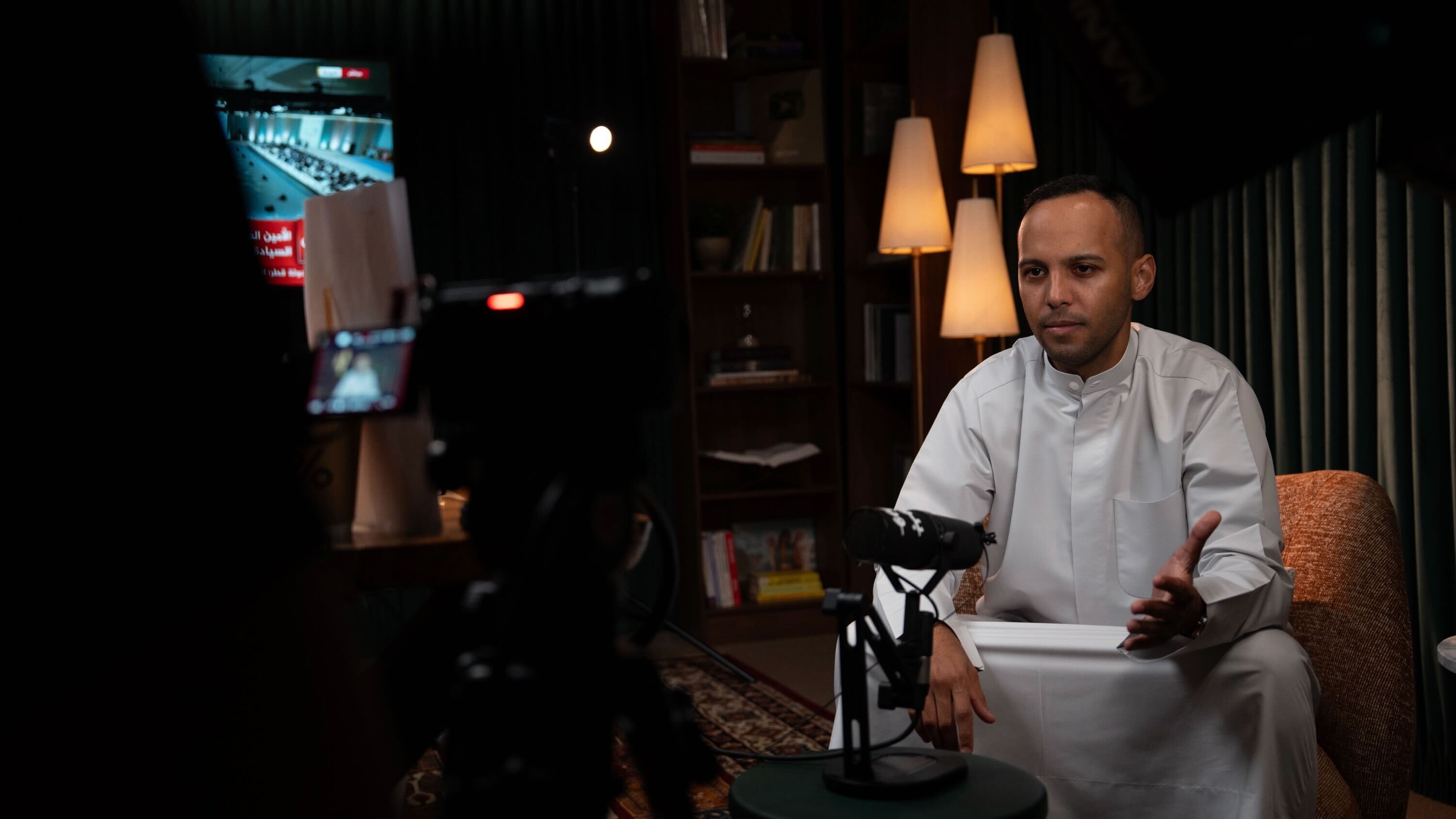 Agel giving interview