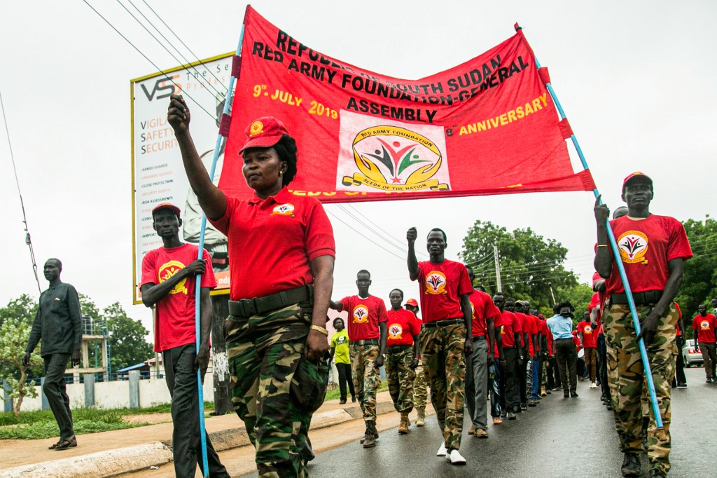 Soldiers of South Sudan's army parade in the streets of Juba, during South Sudan's independence day (AFP)