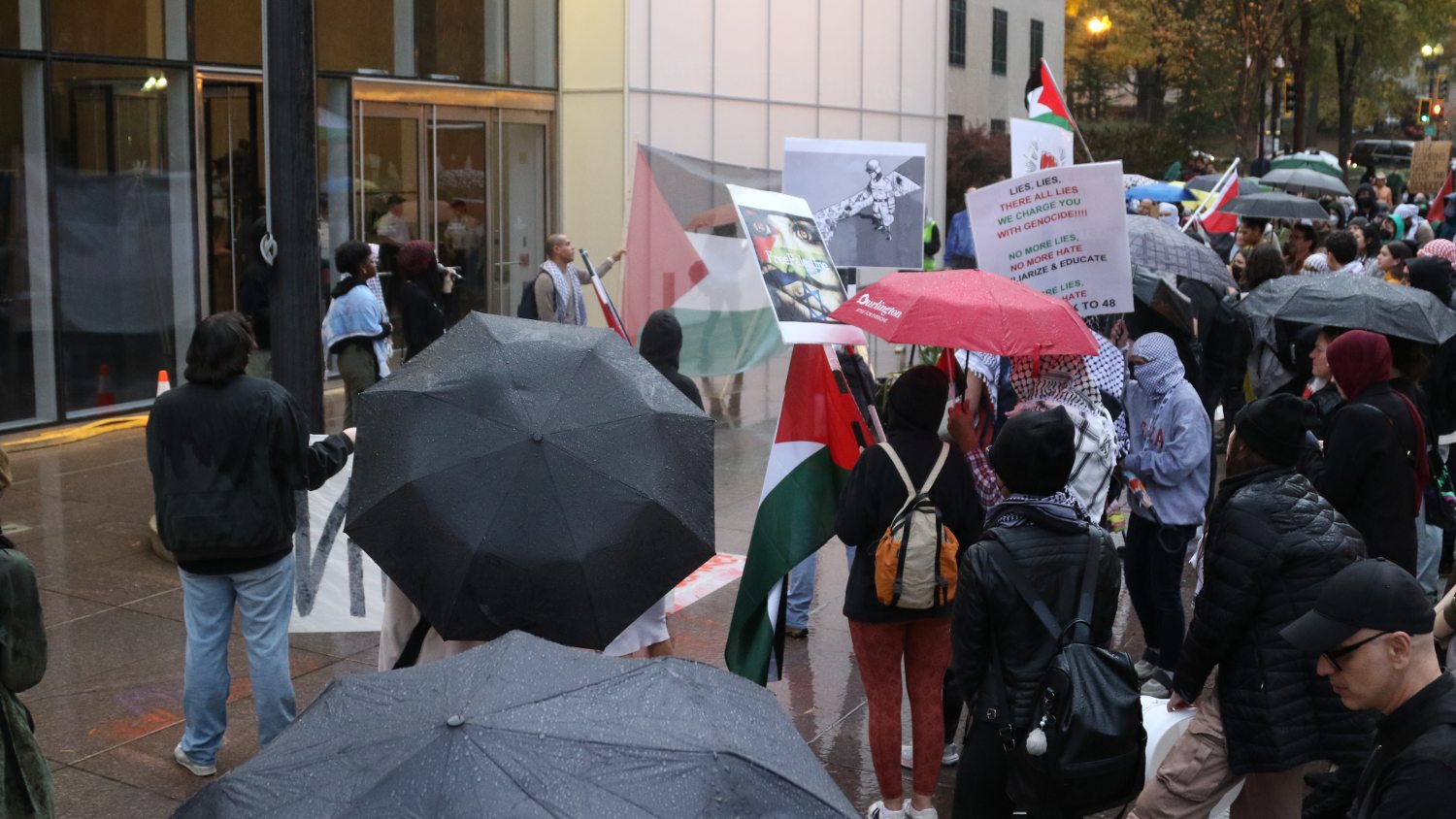 Pro-Palestinian protesters demonstrated outside the US State Department in Washington on 9 November 2023.