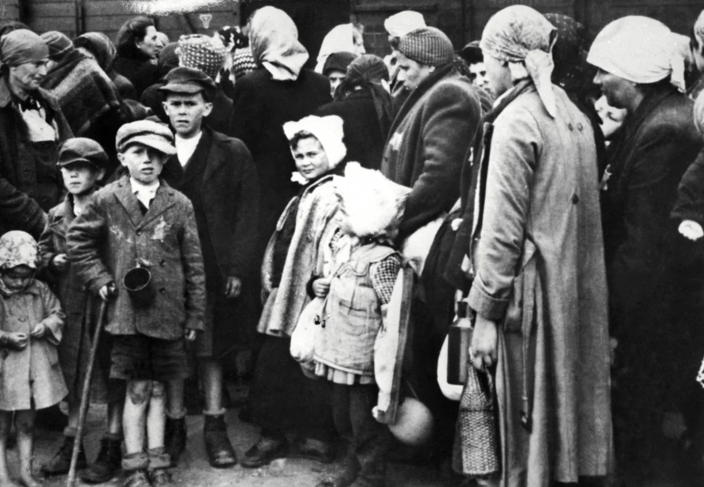 Jewish women and children arrive at the Auschwitz extermination camp in occupied Poland in 1943 (AFP)