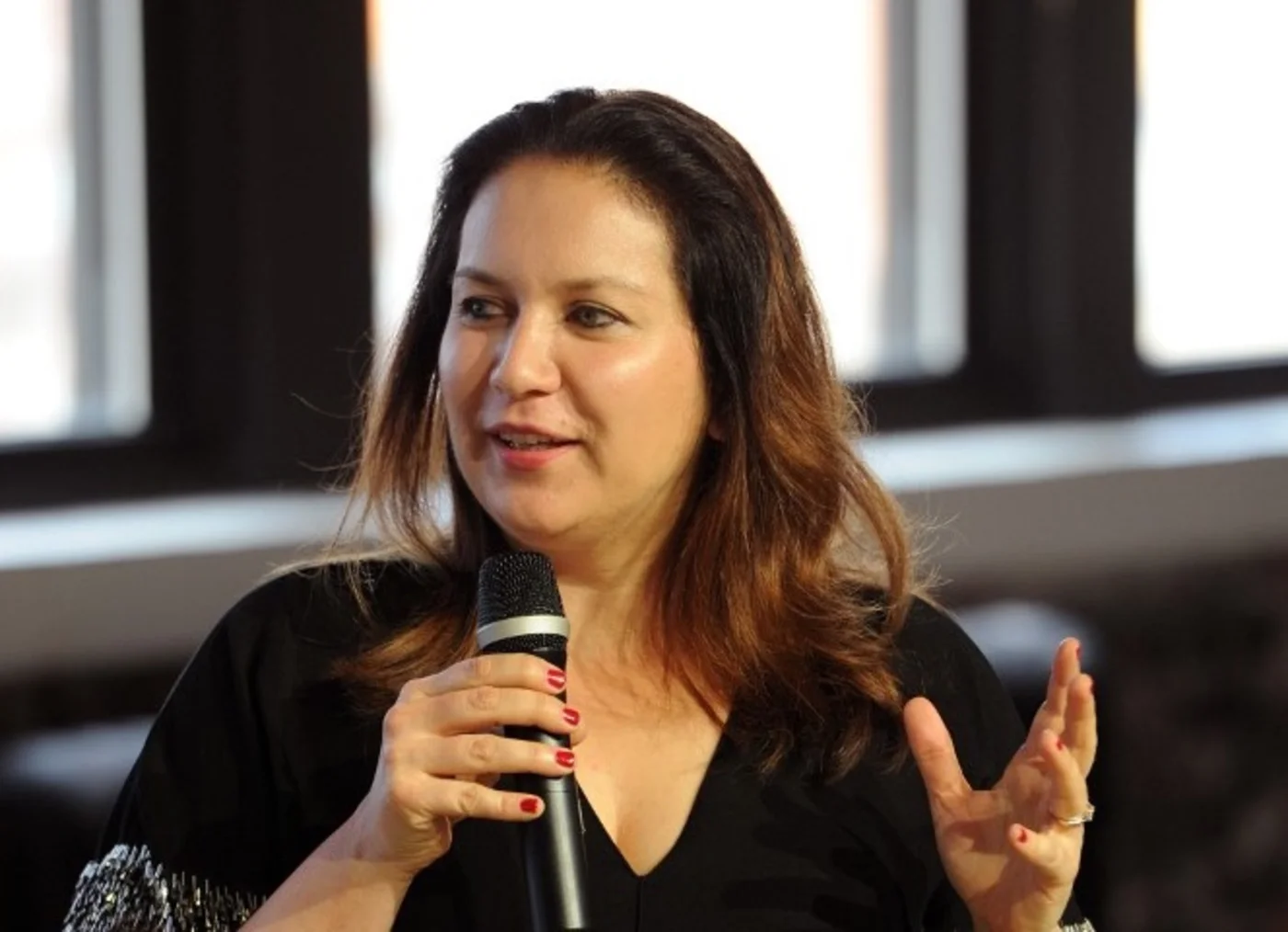 Times reporter Rukmini Callimachi speaks in New York in August 2018 (AFP)