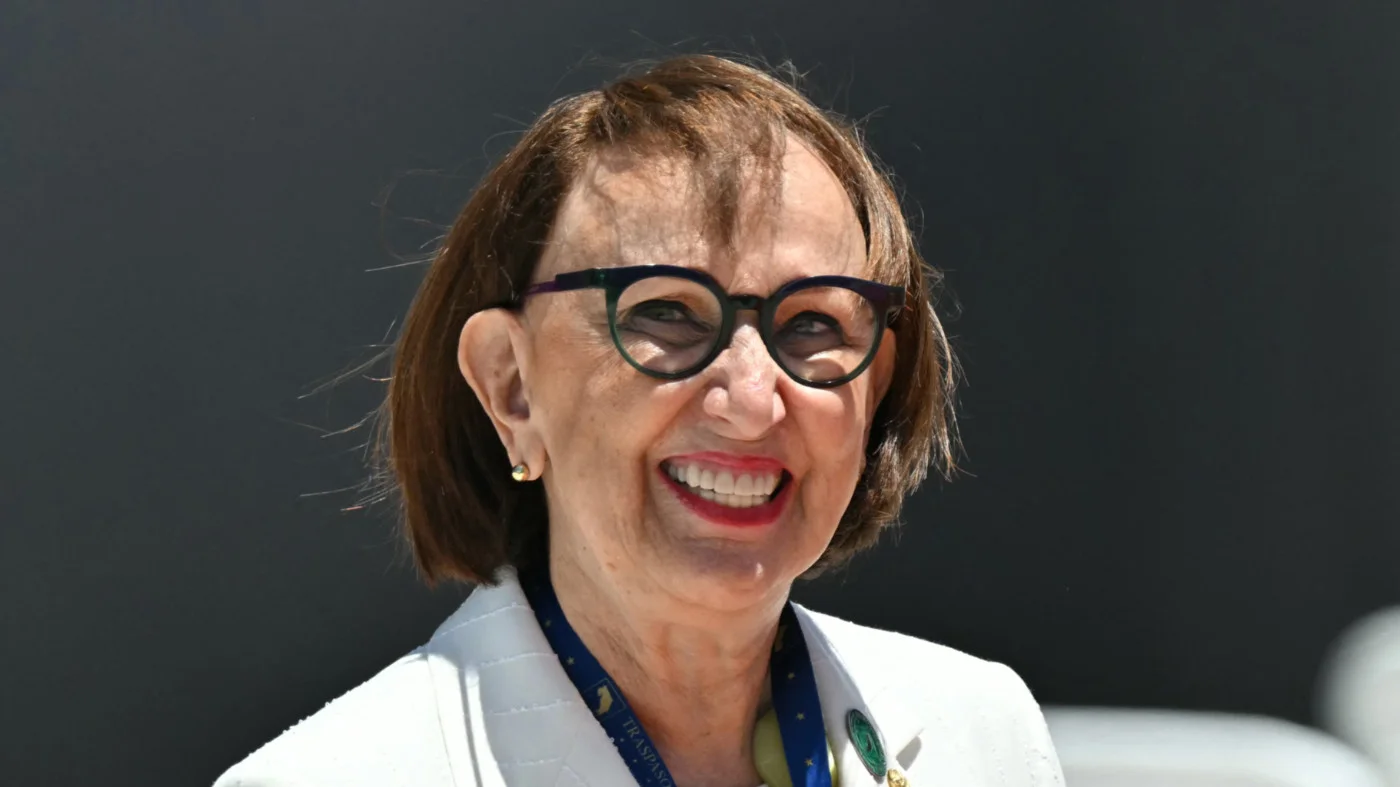 Costa Rican economist Rebeca Grynspan at the National Stadium in San Jose on 8 May 2026 (AFP) 