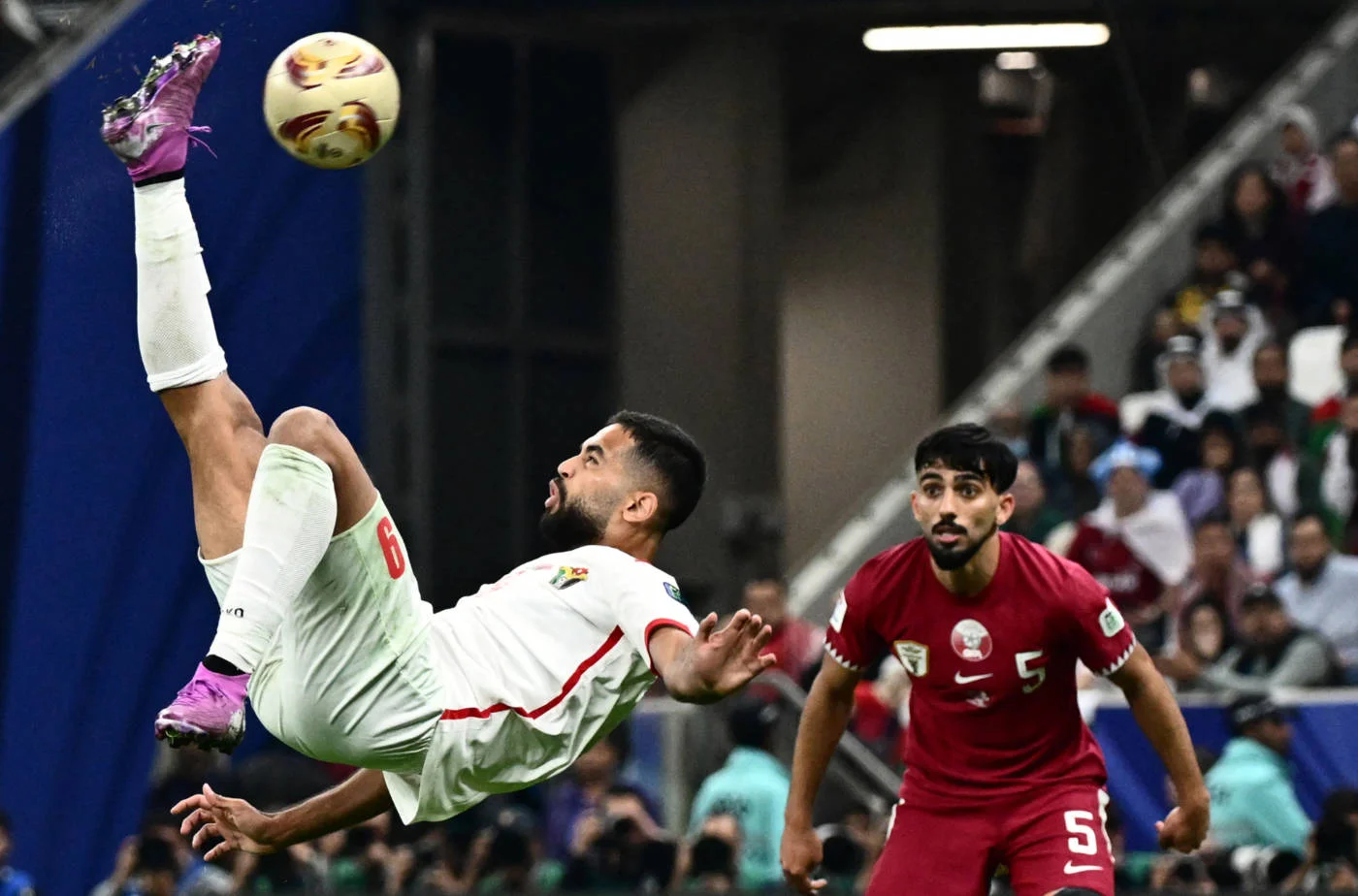 Jordan's Ali Olwan during the AFC Qatar 2023 Asian Cup Final against Qatar in Doha on 10 February 2024 (AFP)