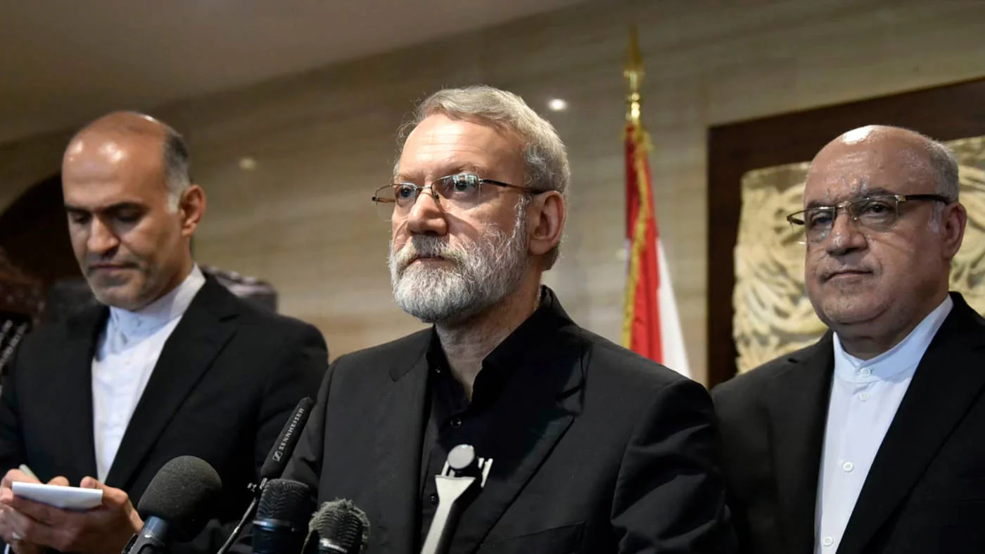  Ali Larijani, Iran's Supreme National Security Council chief, in Beirut on 13 August 2025 (AFP/Lebanese Parliament) 