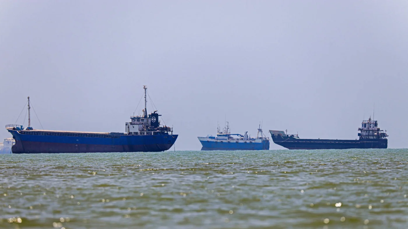 Vessels are seen anchored in Bandar Abbas off the Strait of Hormuz on 18 June 2026 (ISNA/AFP) 