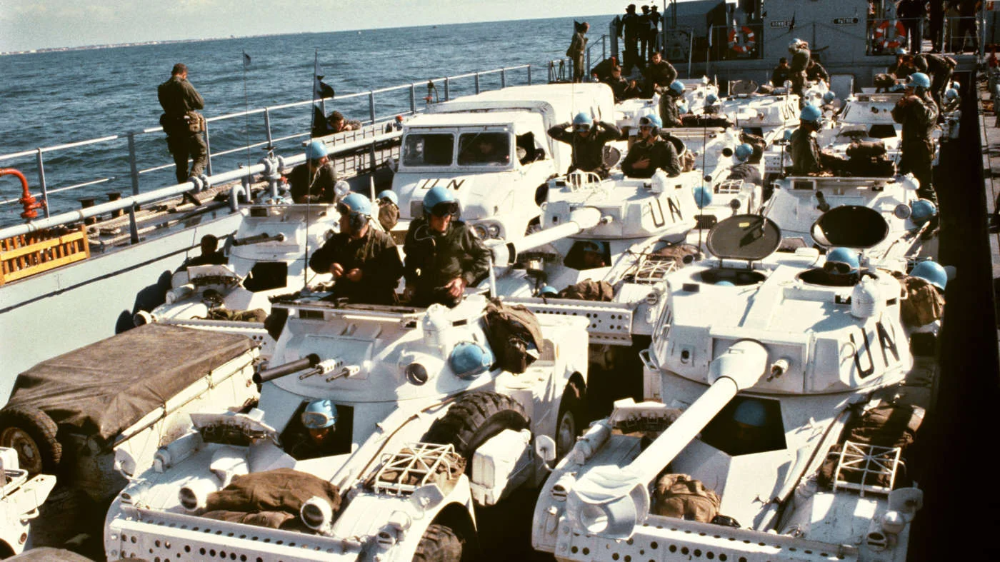 French paratroopers, part of the UN Interim Force in Lebanon (Unifil), head for Lebanon in April 1978 (AFP)