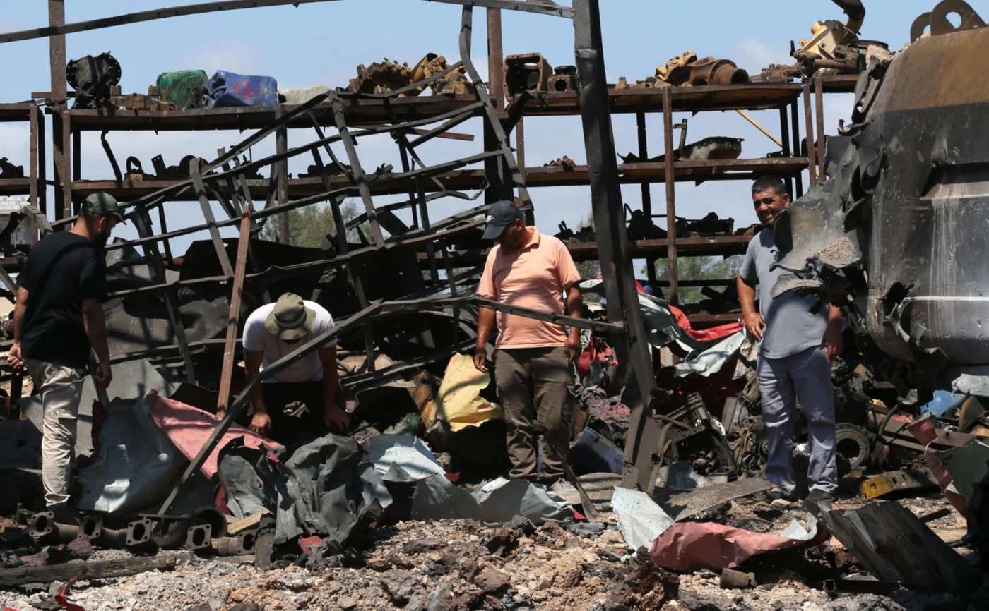 The site of an Israeli strike in the southern Lebanese village of Deir Seryan, in the Nabatieh district, on August 7, 2025 (AFP) 
