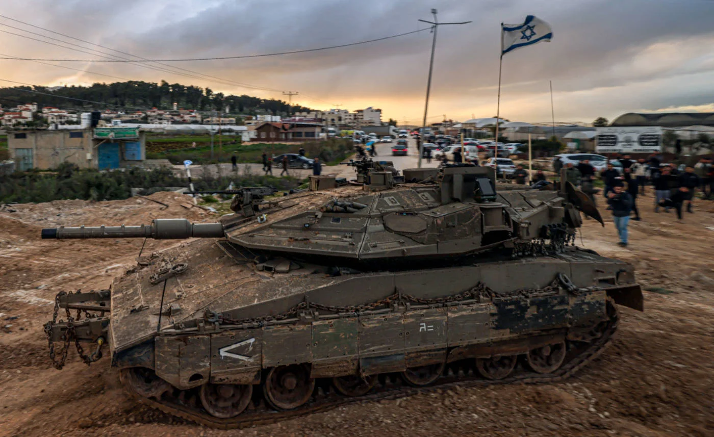 Israeli tanks enter the Jenin camp for Palestinian refugees in the occupied West Bank, on 23 February 2025 (AFP)