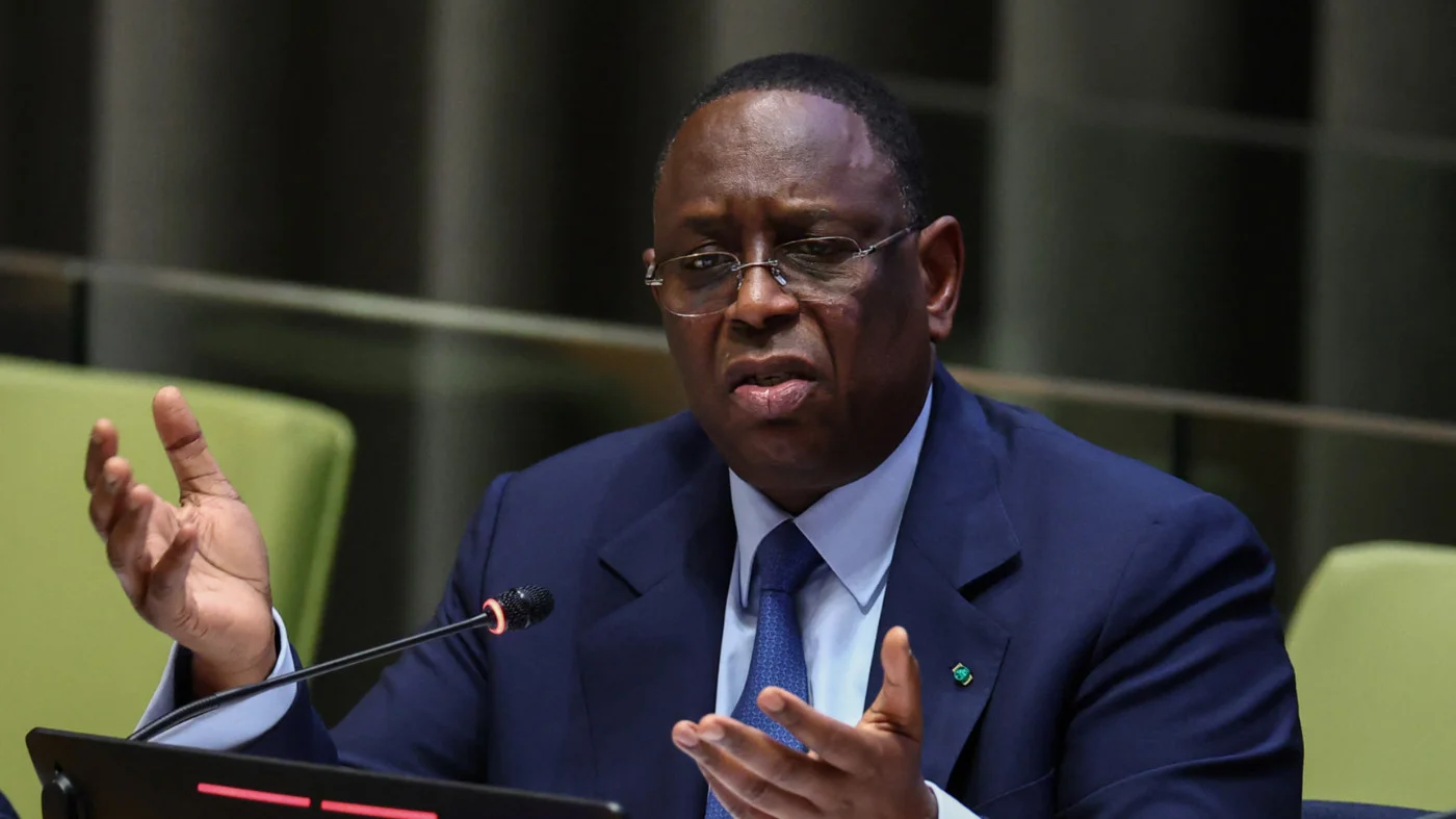 Former Senegalese president Macky Sall speaks at UN HQ in New York on 22 April 2026 (AFP)