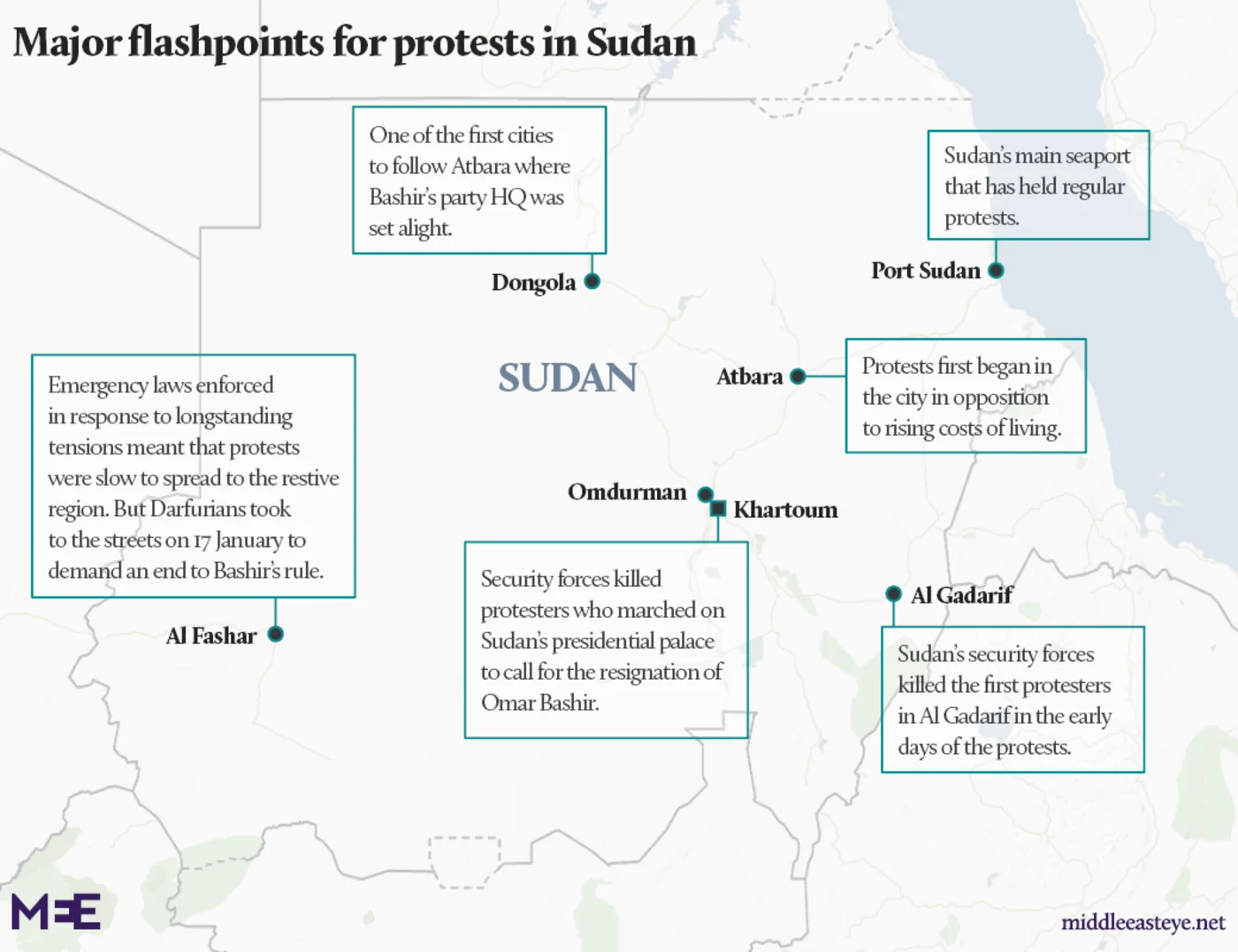 Sudan Protests Map