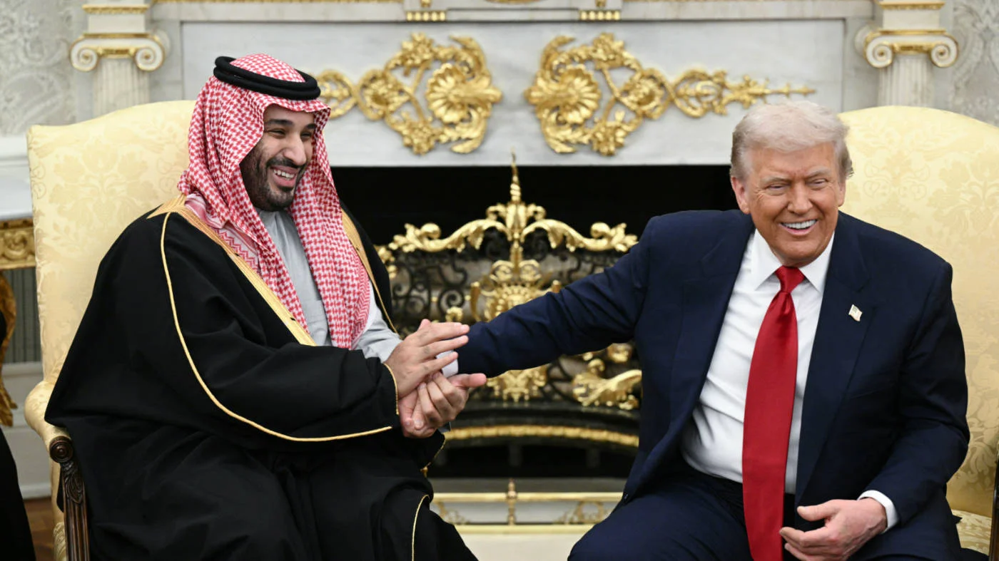 US President Donald Trump and Crown Prince of Saudi Arabia Mohammed bin Salman in the Oval Office of the White House, Washington, DC on 18 November 2025 (AFP)